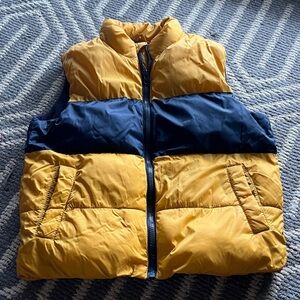 Colorblock Puffer Vest in Mustard and Navy